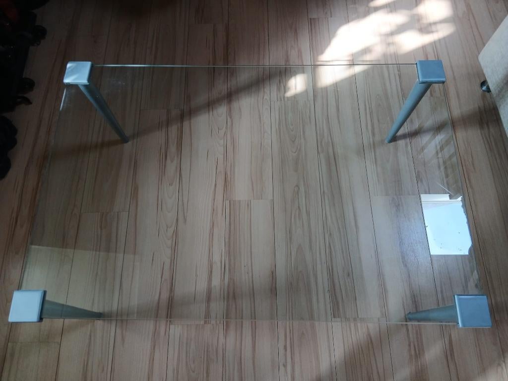 Glas salontafel, Ophalen, Gebruikt, 100 tot 150 cm, 50 tot 100 cm