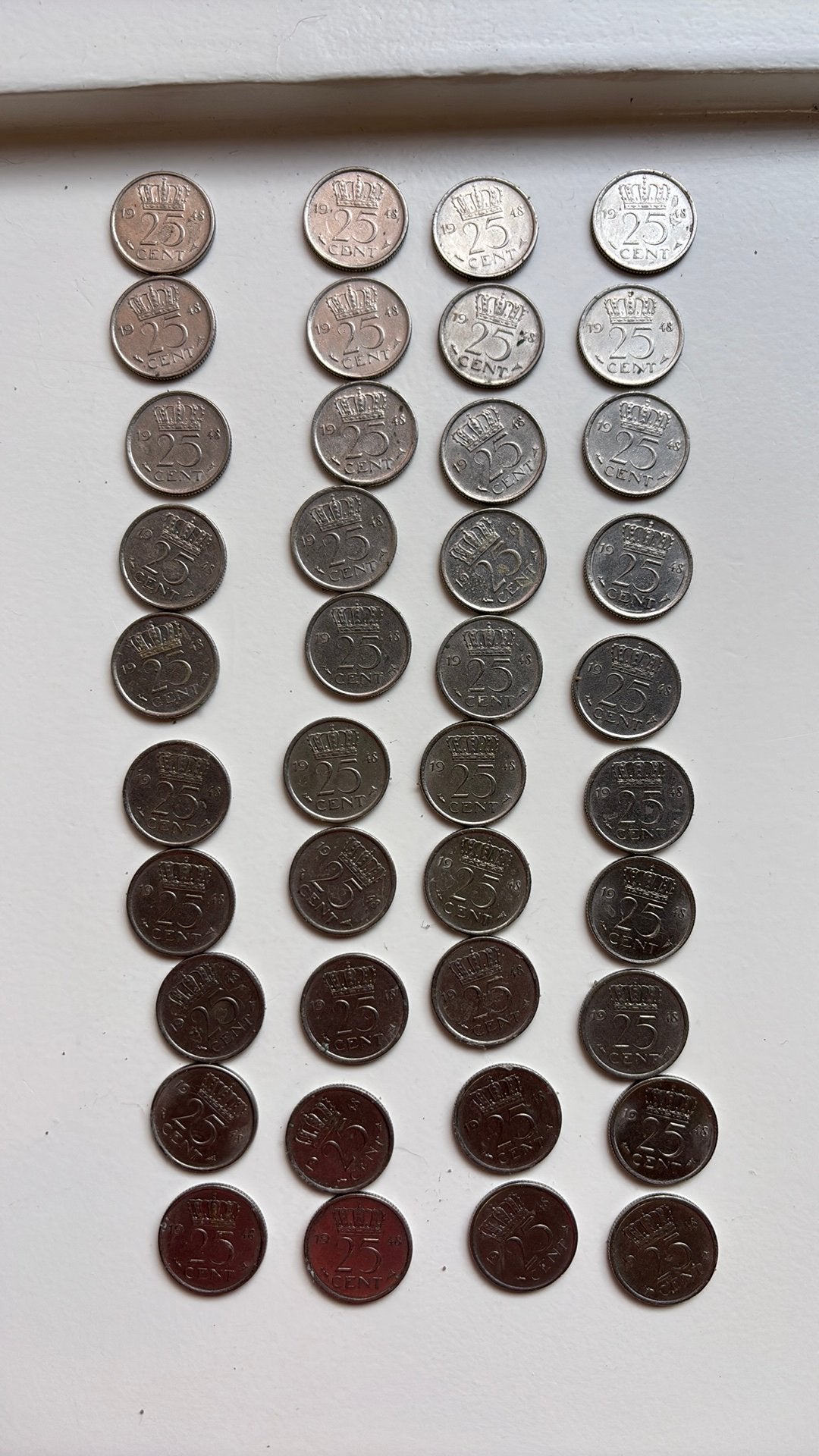 1948/ 40 Wilhelmina kwartjes, Postzegels en Munten, Munten en Bankbiljetten | Verzamelingen, Ophalen of Verzenden, Nederland, Munten