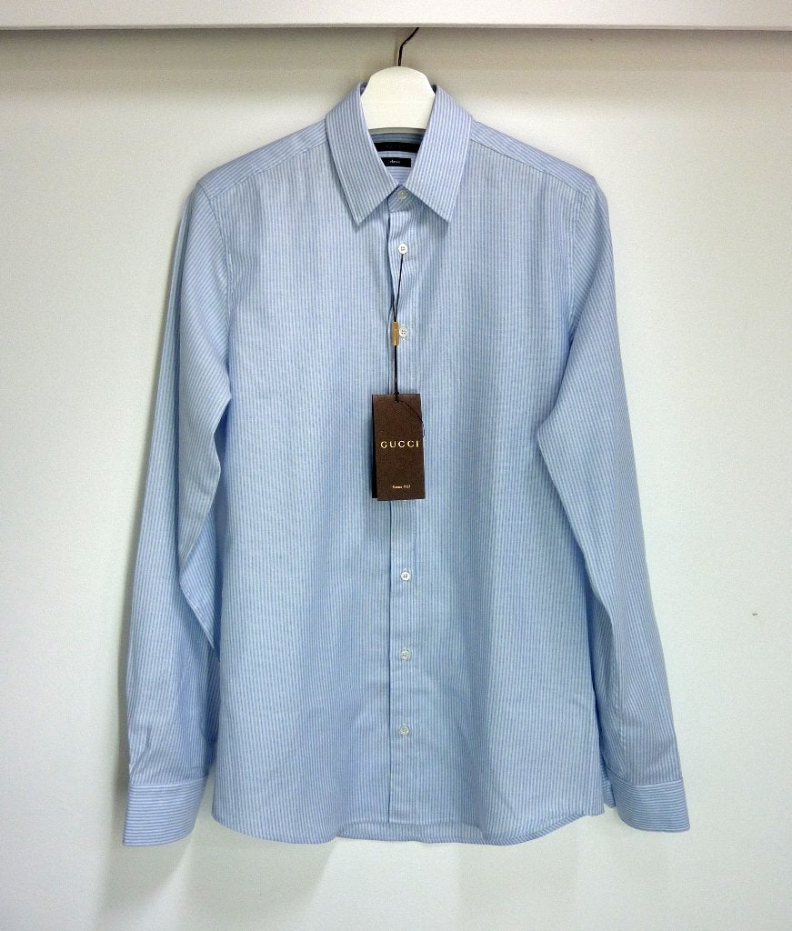 GUCCI overhemd 38|15 blauw/wit NIEUW+ETIKET, Halswijdte 38 (S) of kleiner, Nieuw, Gucci, Verzenden