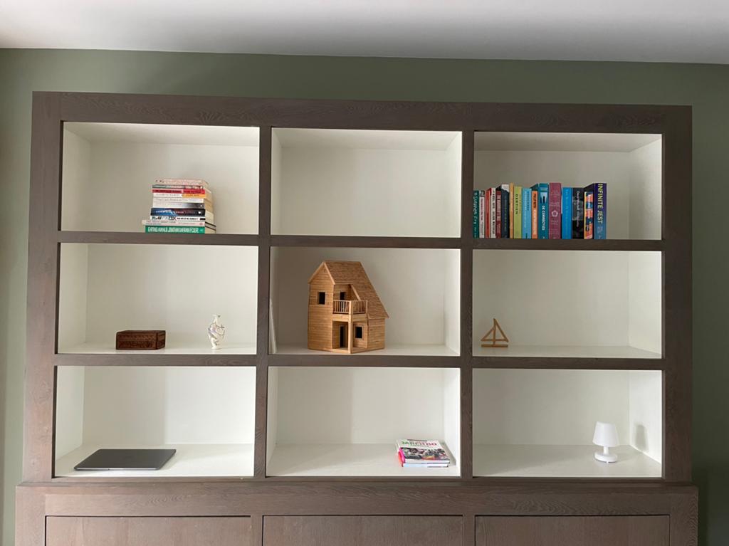 Eiken vakkenkast, Huis en Inrichting, Kasten | Wandmeubels, Ophalen, Met plank(en), Gebruikt, 100 tot 150 cm