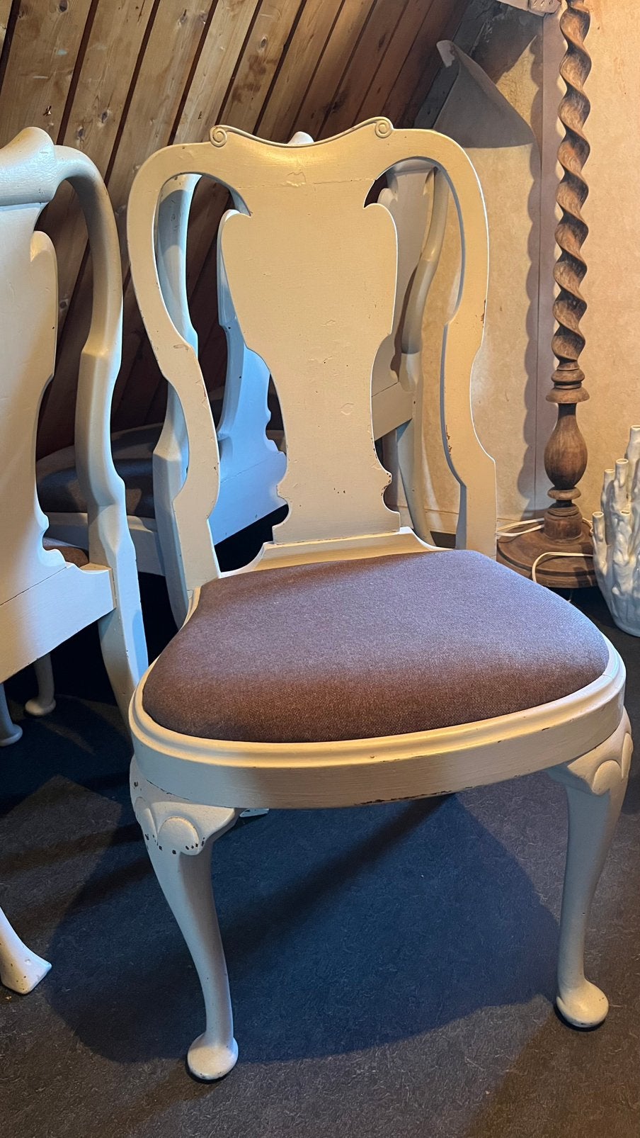 TE KOOP 4 LANDELIJKE EETKAMERSTOELEN., Ophalen, Gebruikt, Grijs, Vijf, Zes of meer stoelen
