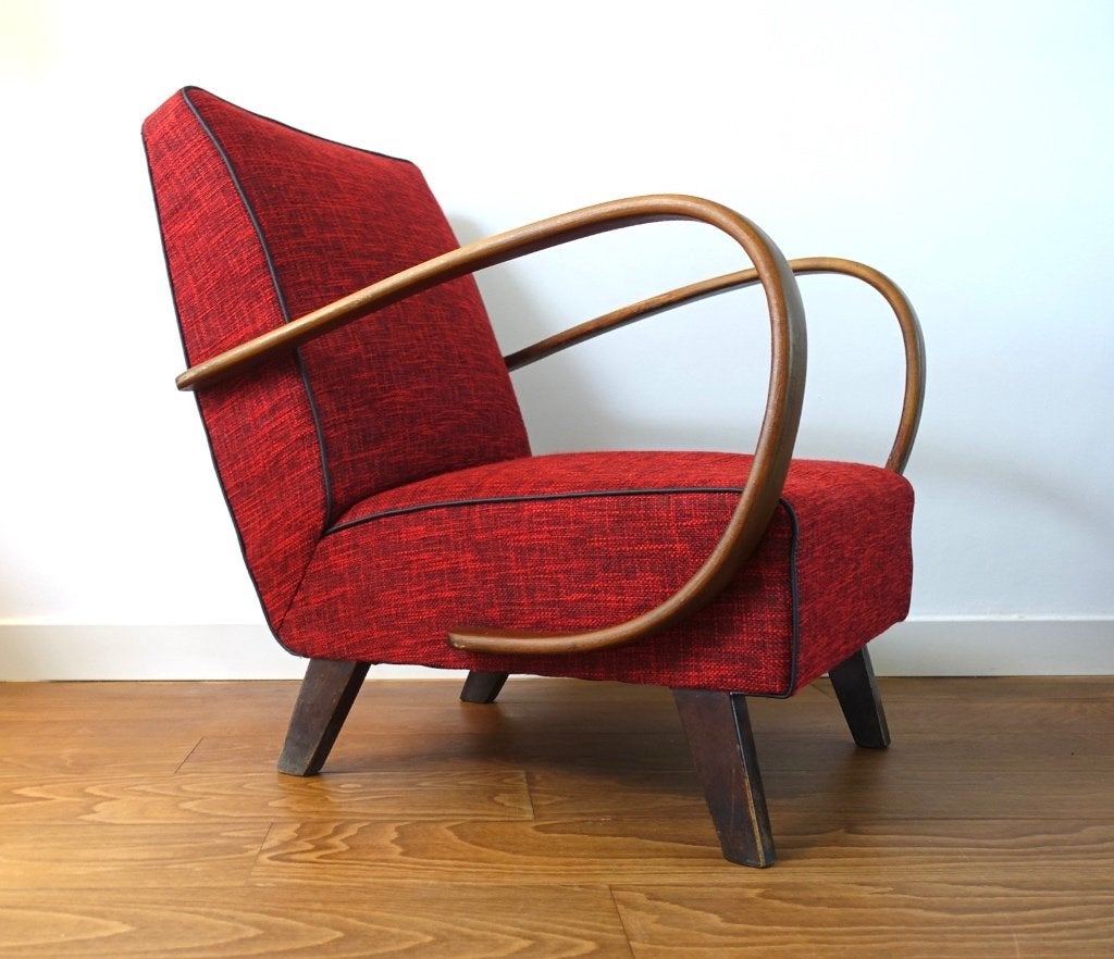 Jindrich Halabala Chair Type C 1950, Huis en Inrichting, Ophalen, Gebruikt, 75 tot 100 cm, Stof