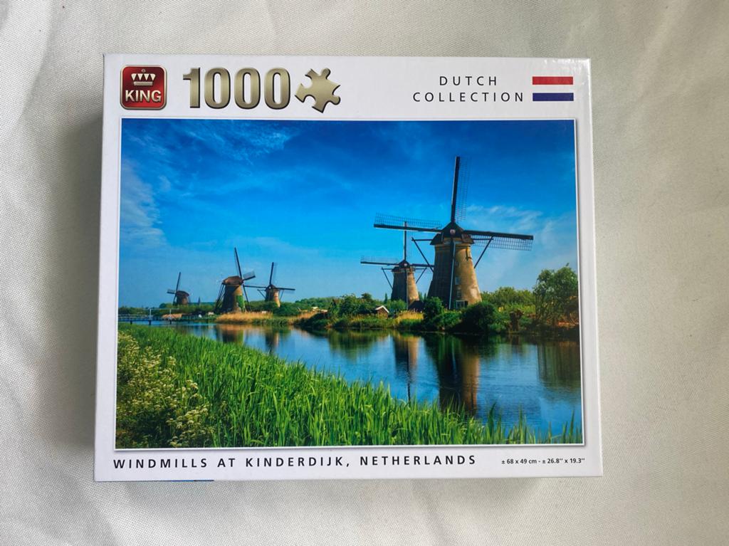 King Legpuzzel 1000 stukjes - Molens Kinderdijk, Ophalen of Verzenden, 500 t/m 1500 stukjes, Zo goed als nieuw, Legpuzzel