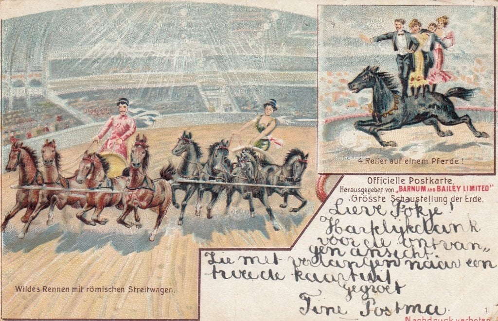 Circus Barnum and Baily (III) 1901, Verzamelen, Ansichtkaarten | Themakaarten, Verzenden, Voor 1920, Gelopen, Overige thema's
