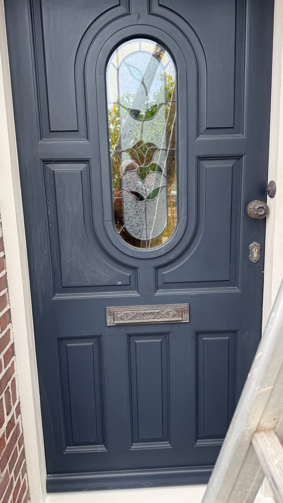 Voordeur glas in lood, Doe-het-zelf en Verbouw, Deuren en Horren, Ophalen of Verzenden, 200 tot 215 cm, Glas, Buitendeur
