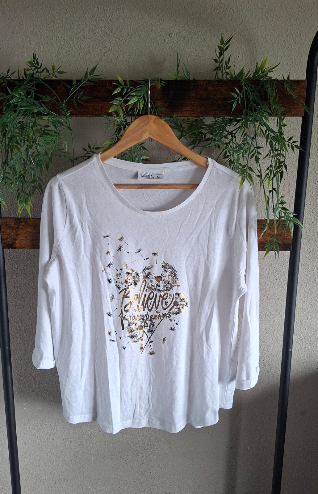 SHIRT wit+gouden print M, Maat 38/40 (M), Wit, Nieuw, Ophalen of Verzenden