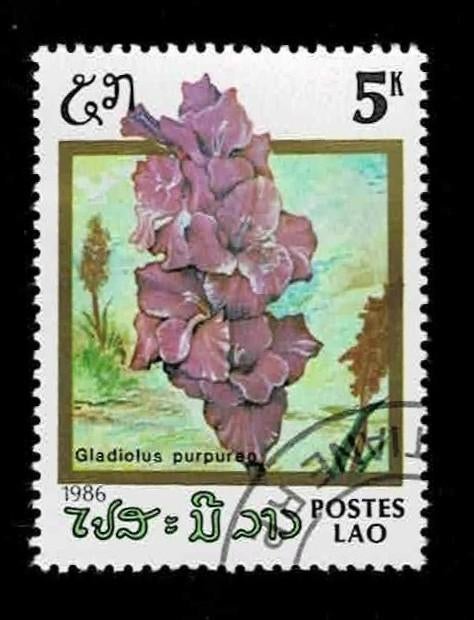 postzegel 895 Laos bloemen Gladiool, Ophalen of Verzenden, Gestempeld, Zuidoost-Azië