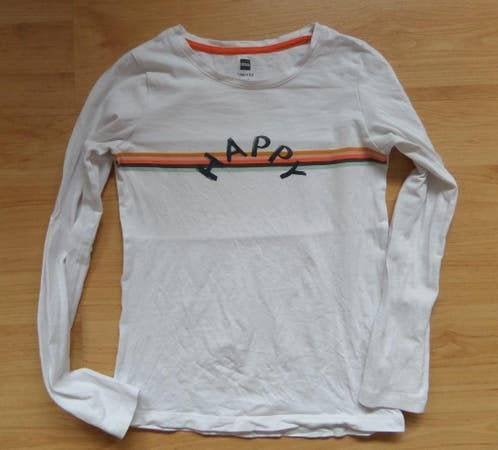 Ecru kleurige katoenen Hema longsleeve maat 146/152, Kinderen en Baby's, Kinderkleding | Maat 146, Ophalen of Verzenden, Zo goed als nieuw