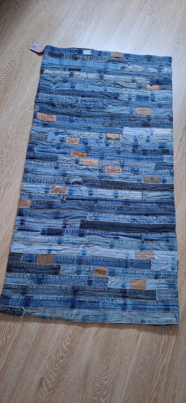Kleed denim patchwork 139x71 cm - Xenos, Ophalen, 100 tot 150 cm, Blauw, 50 tot 100 cm