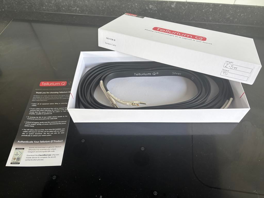 Tellurium Q Silver II Luidsprekerkabel - 2.5M, Audio, Tv en Foto, Audiokabels en Televisiekabels, Ophalen of Verzenden, Zo goed als nieuw