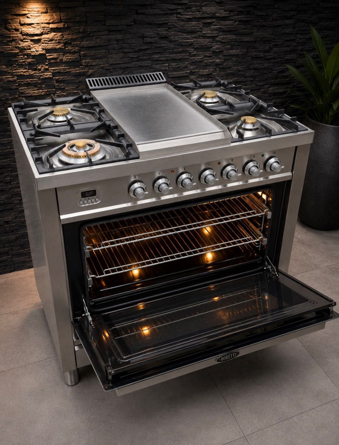 RVS boretti/ als nieuws/ fry top/ bezorging/ buitenkansje!!, 60 cm of meer, Ophalen of Verzenden, Zo goed als nieuw, Gas