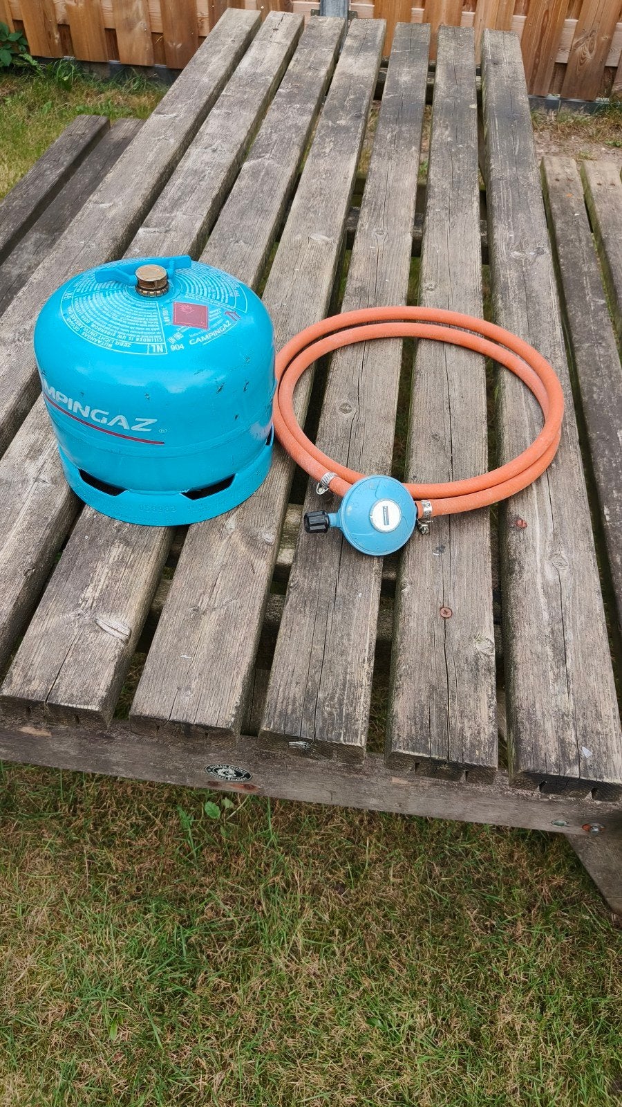 Campingaz gasfles 904 met drukregelaar en slang, Ophalen, Gebruikt