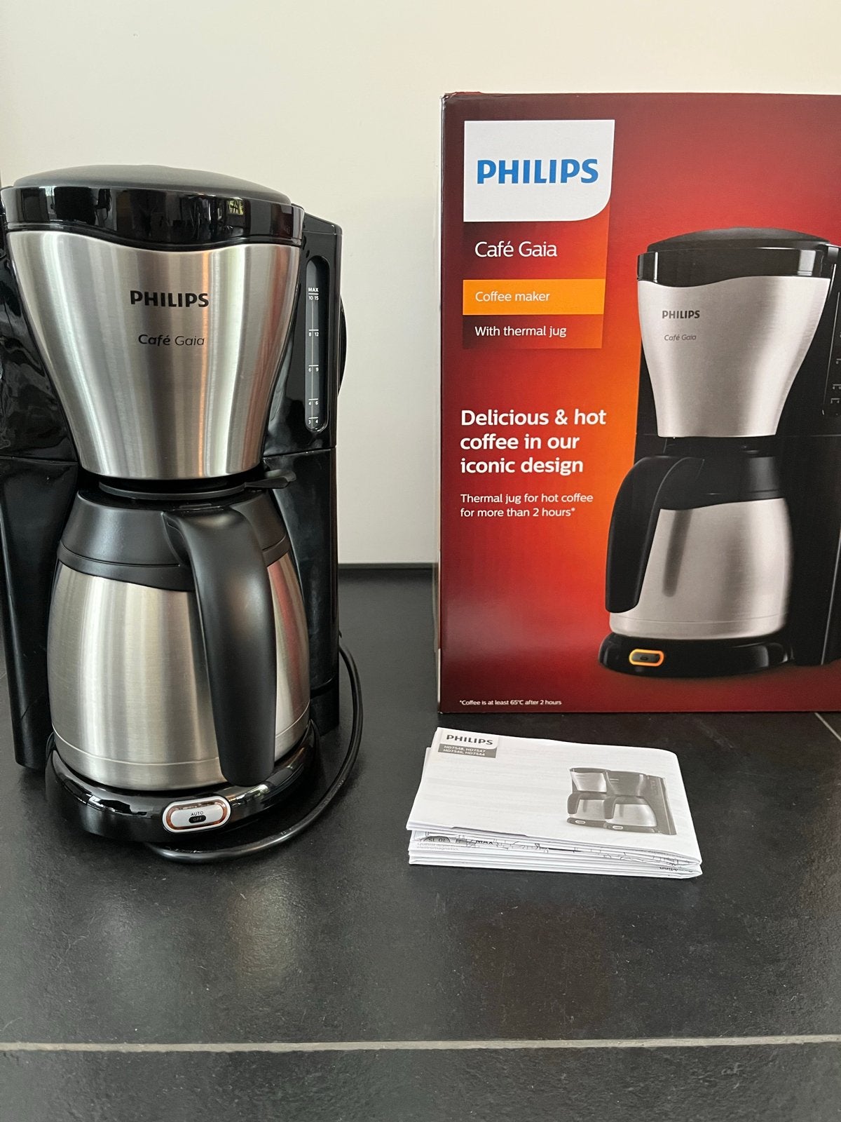 Philips Café Gaia Koffiezetapparaat met Thermoskan, Verzenden, 10 kopjes of meer, Gemalen koffie, Koffiemachine