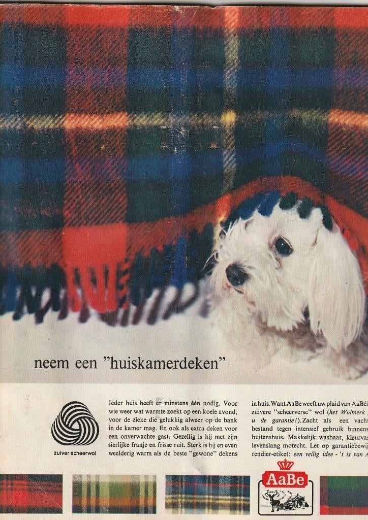 Retro reclame 1966 AaBe wollen deken met hond, Verzamelen, Verzenden, Overige typen