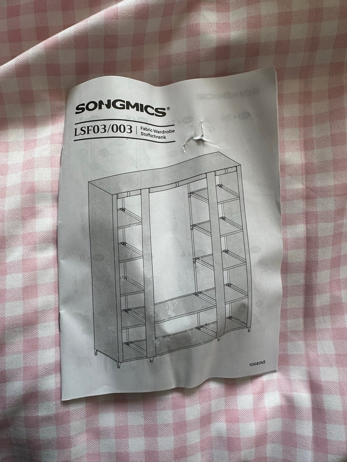 Stoffen kledingkast met metalen buizen (Songmics), Ophalen, Met plank(en), Kunststof, Gebruikt