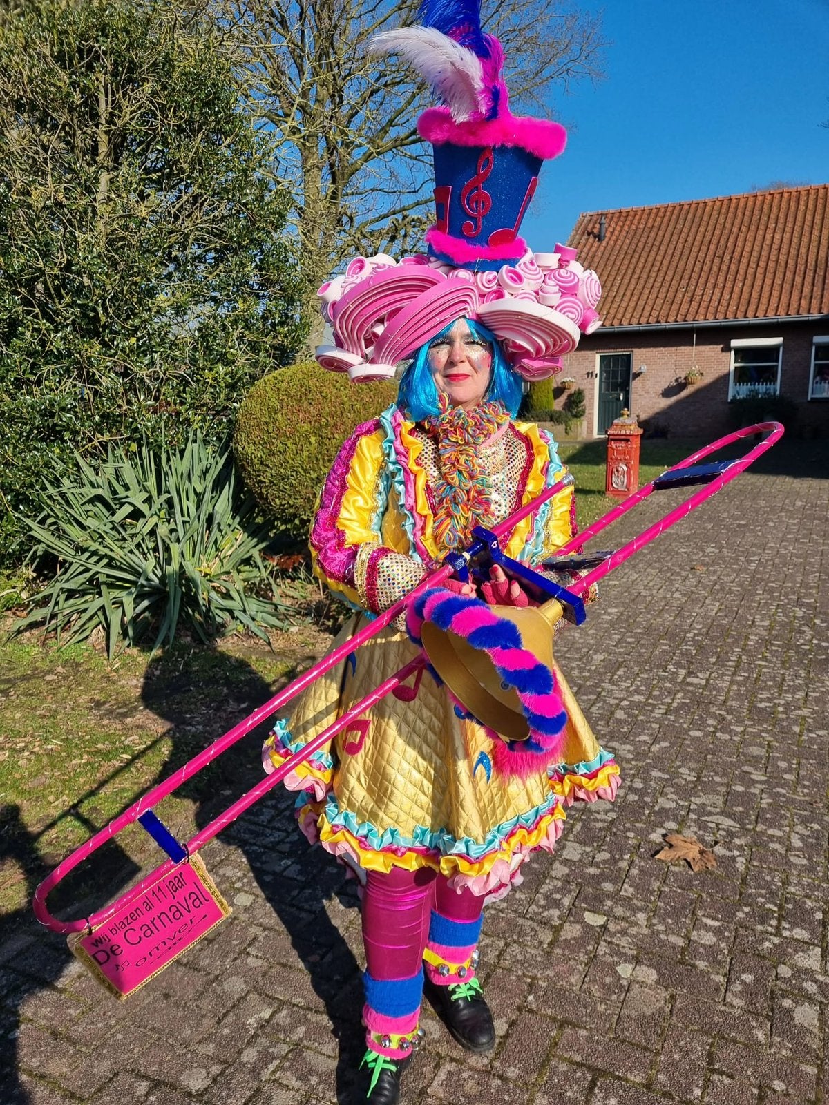 kleurrijke 6 persoons loopgroep, Ophalen, Carnaval, Maat 42/44 (L), Zo goed als nieuw