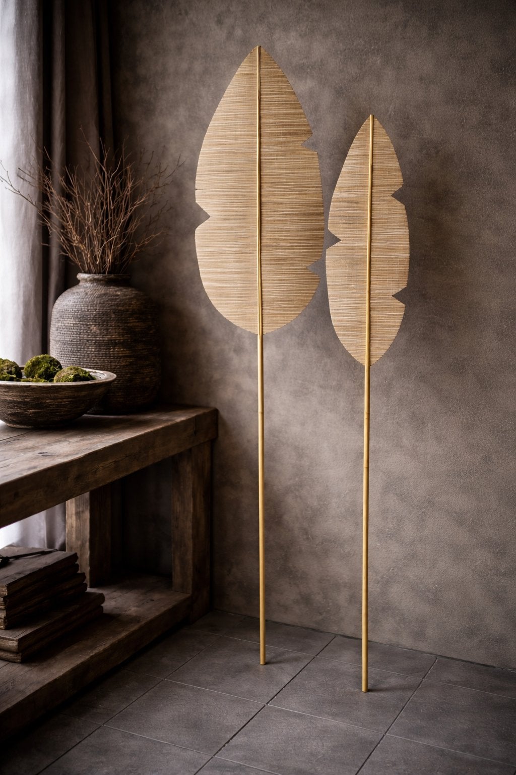 Decoratieve Bamboe Bladeren - Set van 2, Ophalen, Beige, Boho, Zo goed als nieuw