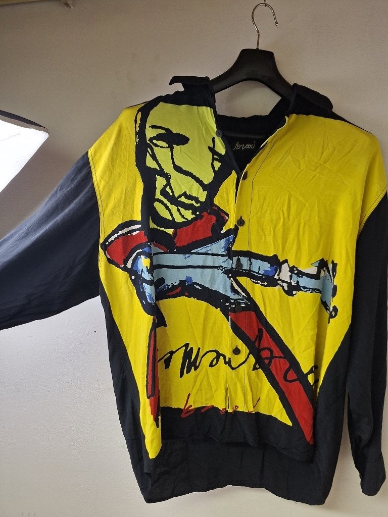 Herman Brood Guitarman blouse 1994 zwart geel maat L, Kleding | Heren, Ophalen of Verzenden, Zo goed als nieuw, Zwart