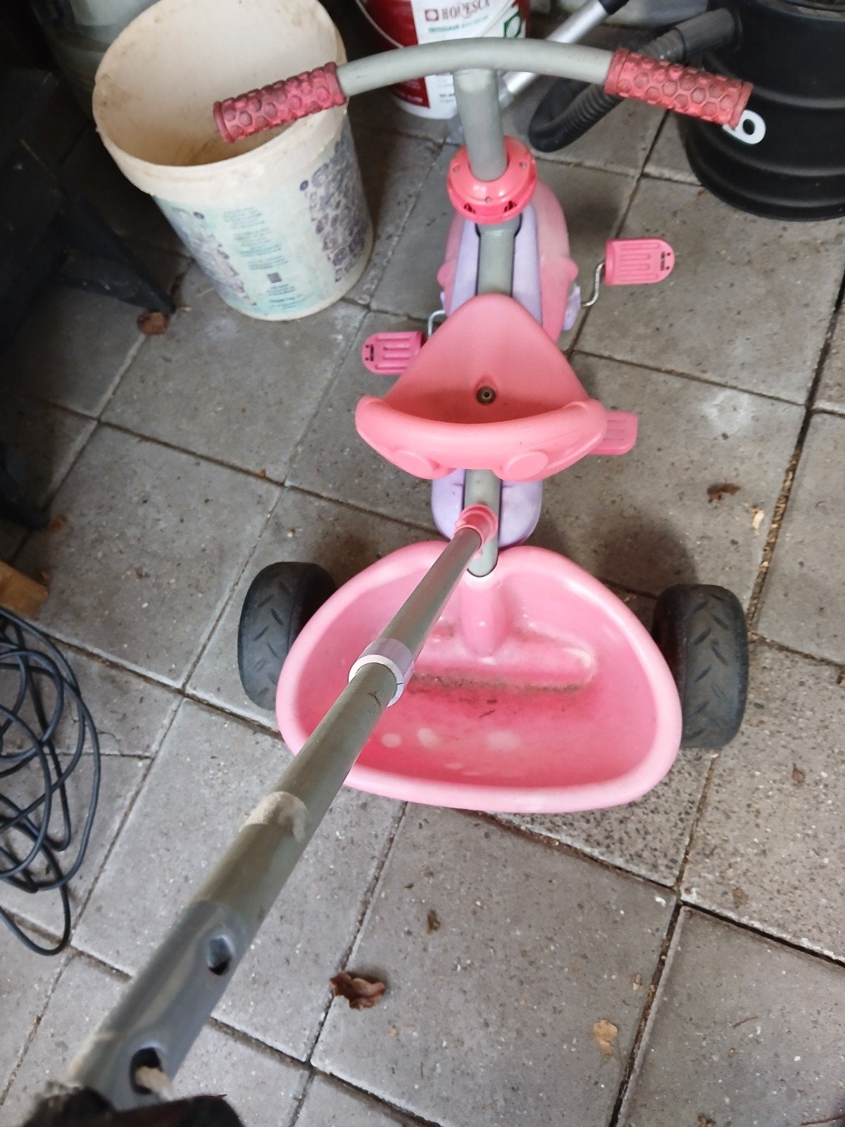 Roze driewieler met duwstang voor kinderen, Ophalen, Gebruikt, Onbekend, Terugtraprem