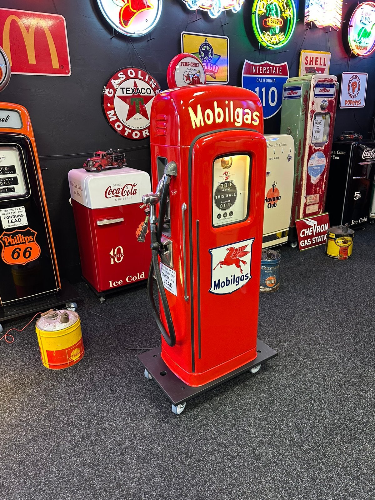 Unieke Amerikaanse benzinpomp Martin & Schwartz 80 Mobilgas, Ophalen, Gebruikt