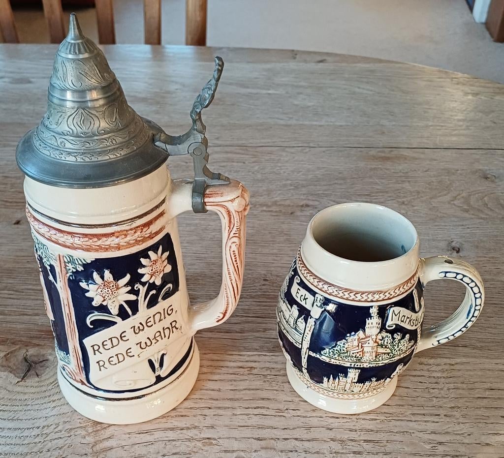 Twee Vintage Duitse Bierpullen, Antiek en Kunst, Ophalen