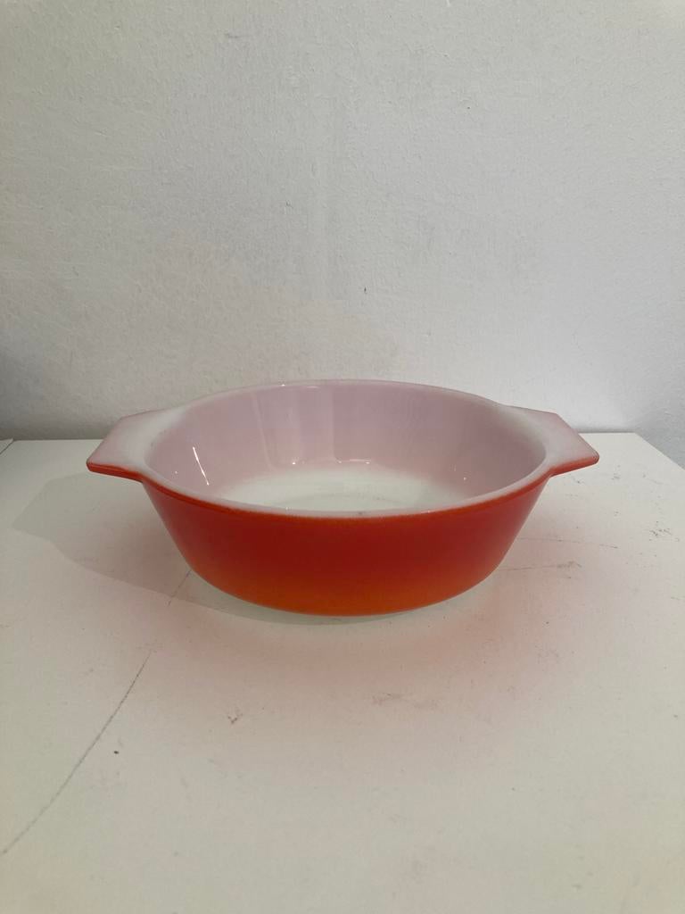 Vintage JAJ Pyrex England Ovenschaal - Oranje/Roze, Ophalen of Verzenden