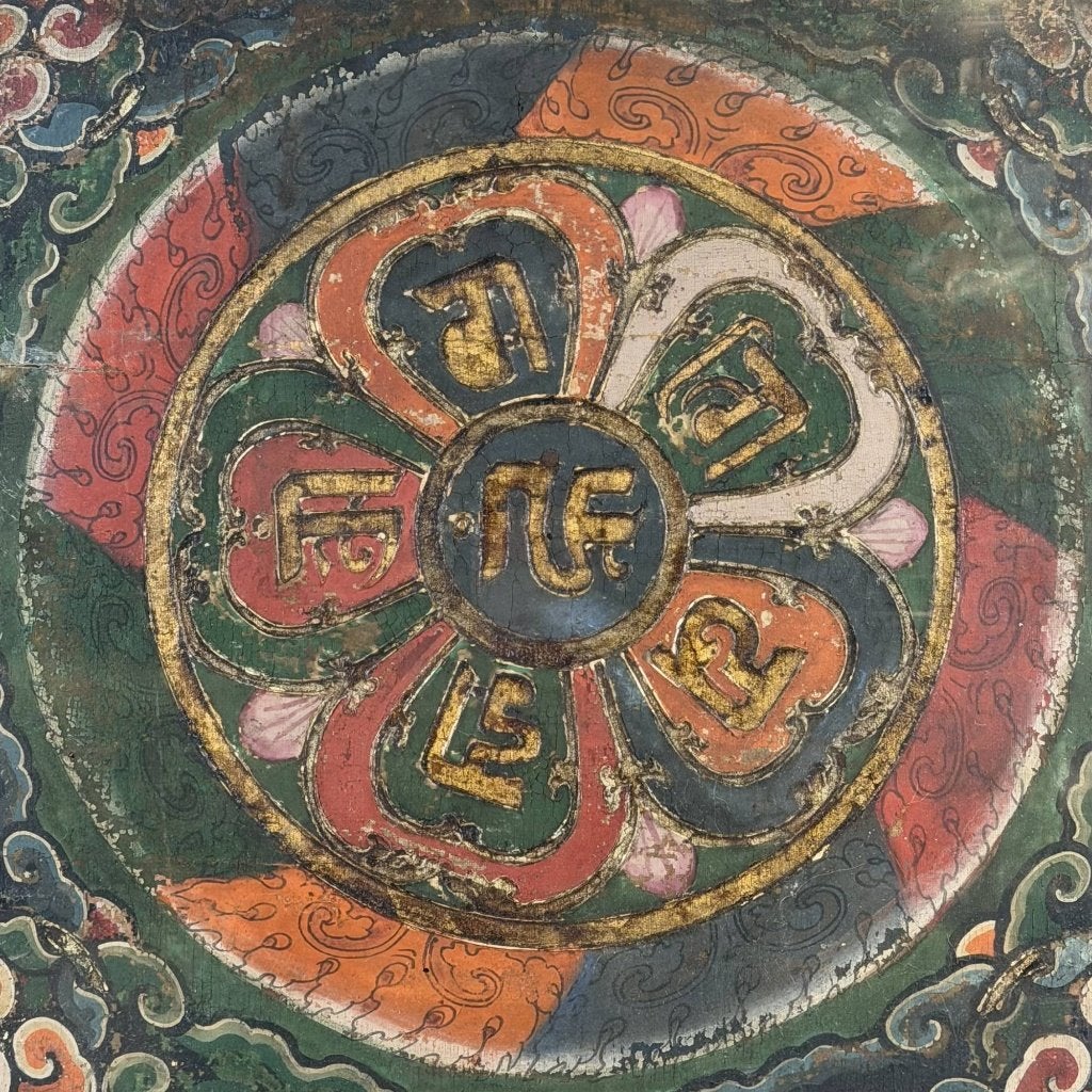 6165 cm Antieke Tibetaanse Thangka – Mandala, Tibet, 61 cm, Ophalen of Verzenden, Schilderij