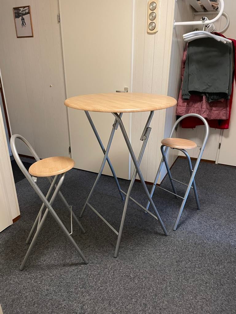 Statafel set inklapbaar met houten blad/zittingen, Ophalen of Verzenden, Zo goed als nieuw