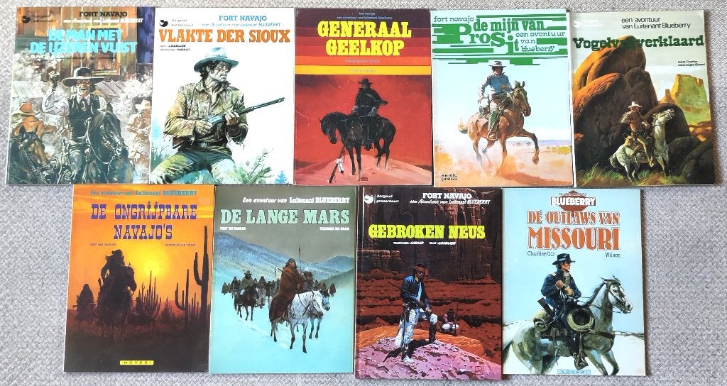 9 stripalbums van Luitenant Blueberry met  1ste drukken, Meerdere stripboeken, Ophalen of Verzenden, Zo goed als nieuw