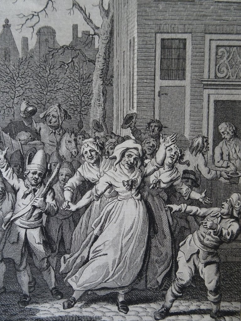 gravure feesten in straten Rotterdam 1783 R. Vinkeles, Dagelijks leven, Verzenden, Gravure, Origineel