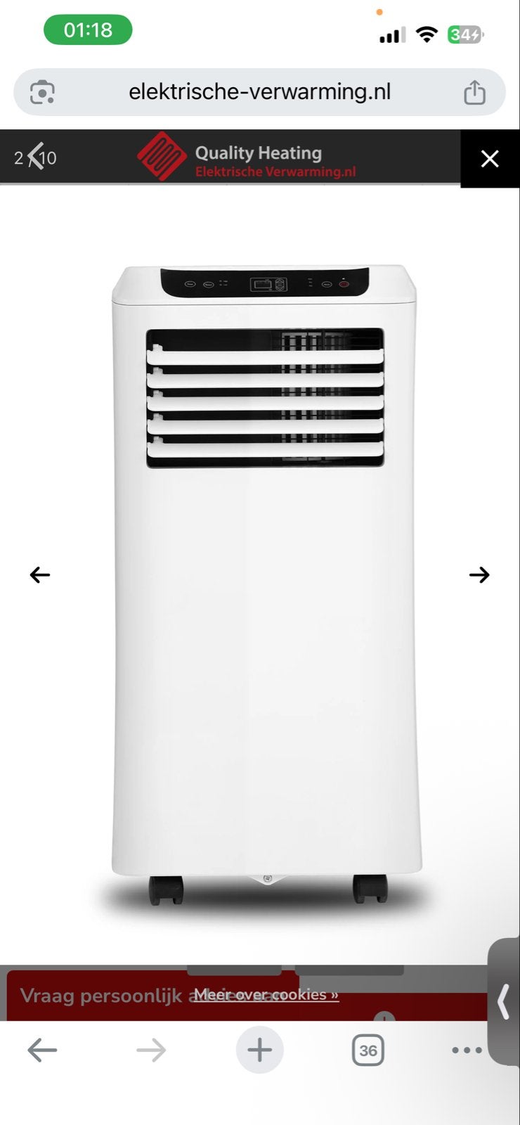 Quality Cooling Mobiele Airco - Compact & Energiezuinig, Ophalen, Minder dan 60 m³, Nieuw, 3 snelheden of meer
