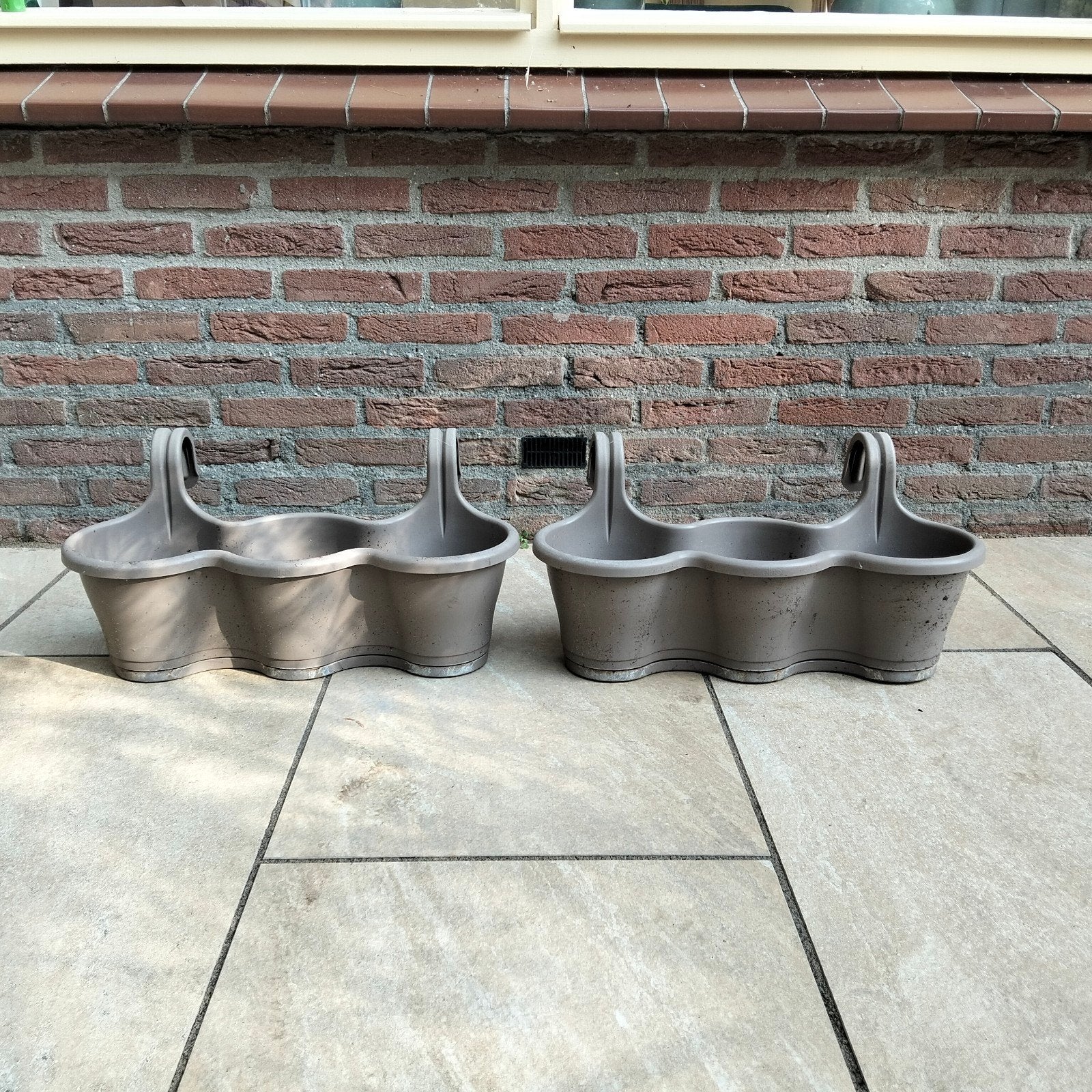 bloembakken voor aan de schutting, Tuin en Terras, Ophalen, Kunststof, Gebruikt, Rond