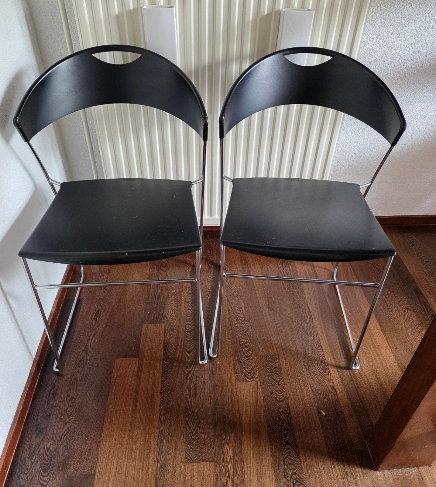 2x Baleri Italia stoelen, zwart met metalen onderstel, Huis en Inrichting, Modern design, Twee, Zwart, Ophalen of Verzenden
