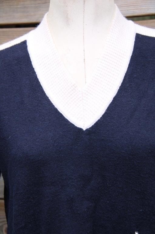 Trui donkerblauw/ creme Addy van den Krommenacker mt M Vast, Maat 38/40 (M), Blauw, Ophalen of Verzenden, Zo goed als nieuw