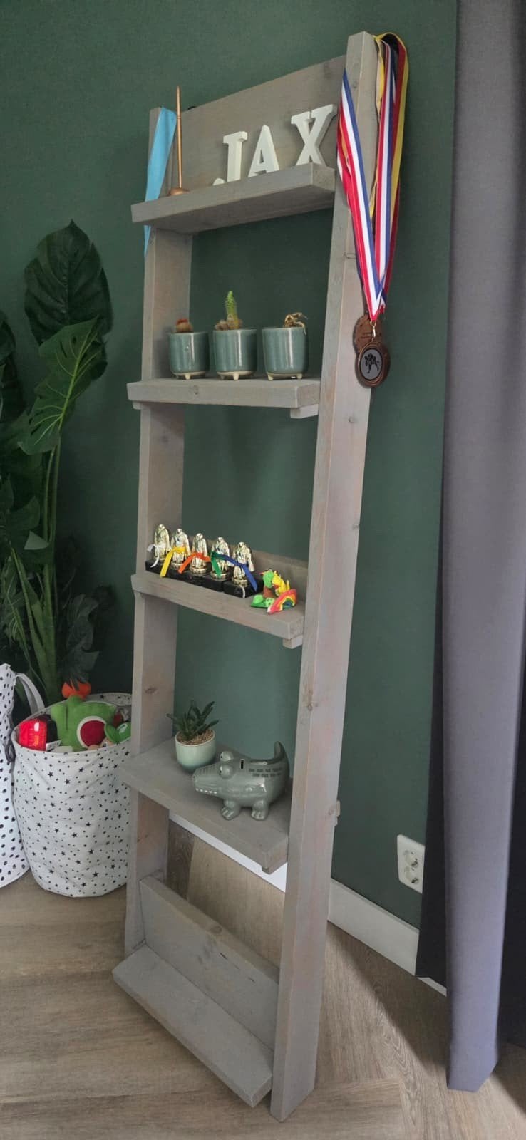 Steigerhouten wandrek / ladderrek, Huis en Inrichting, Ophalen, Zo goed als nieuw