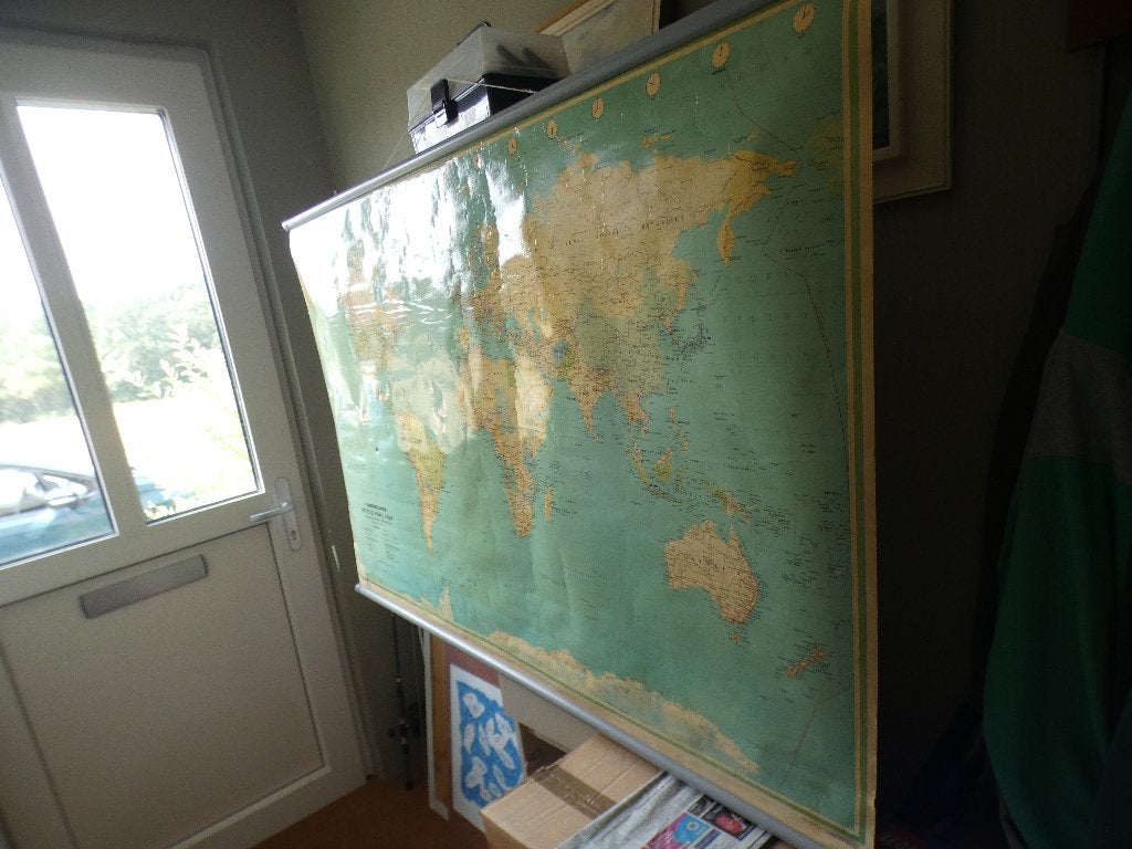 Te koop Bartholomew wereldkaart, schaal 1:20.000.000, Ophalen, Gebruikt, 160 cm, Meerkleurig