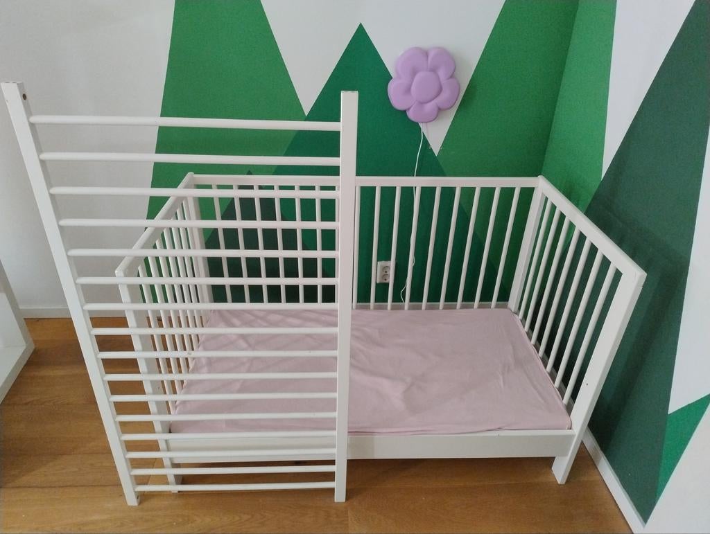 Te koop! Babybedje -oude Gulliver ikea, Ophalen, Minder dan 140 cm, 70 tot 85 cm, Lattenbodem