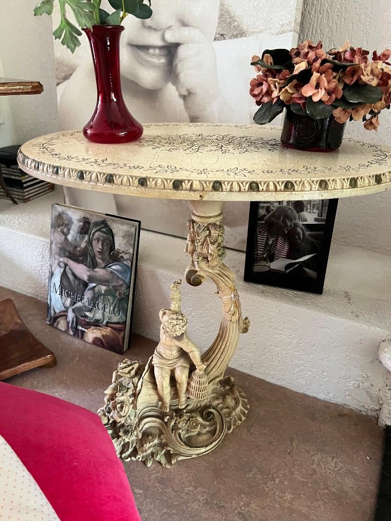 Vintage Italiaanse travertin bijzettafel, Ophalen