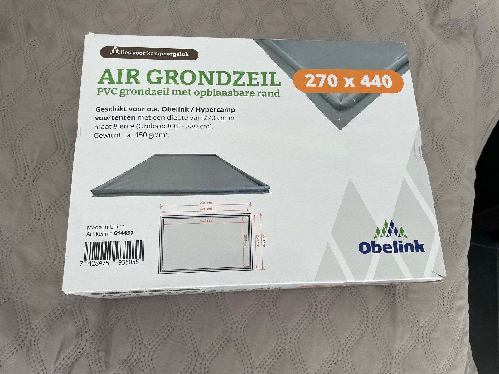 Nieuw Obelink AIR grondzeil 270x440 met opblaasbare rand, Caravans en Kamperen, Kampeeraccessoires, Ophalen of Verzenden, Nieuw