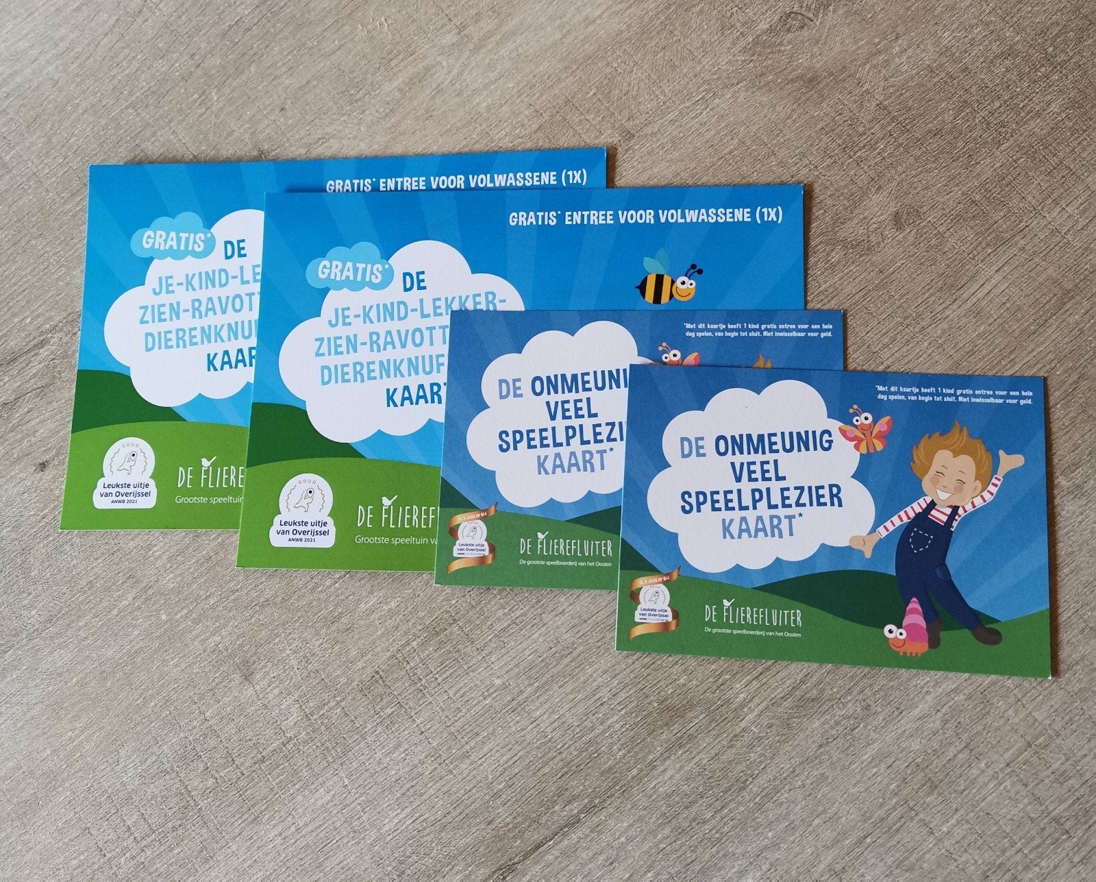 Vier kaartjes voor de Flierefluiter in Raalte, Tickets en Kaartjes, Recreatie | Overige, Drie personen of meer, Ticket of Toegangskaart