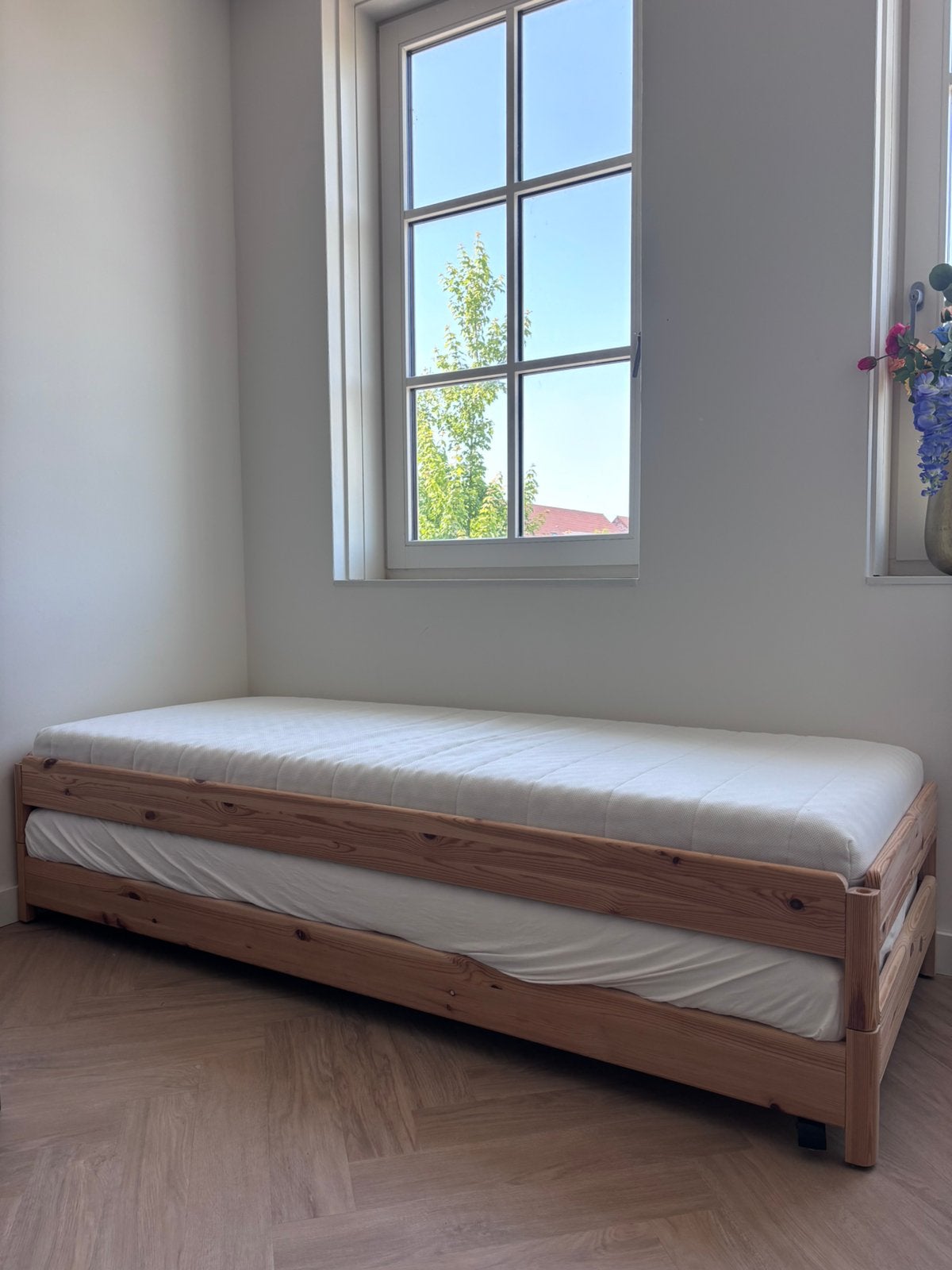 IKEA stapelbaar bed 80x200 (incl. 2 matrassen), Ophalen, Zo goed als nieuw, Tweepersoons