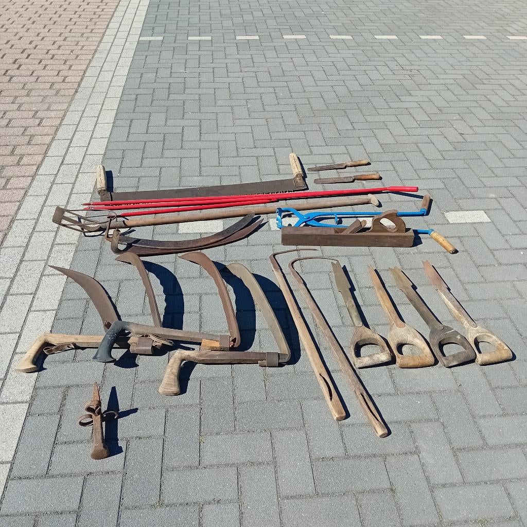 oud landbouwgereedschap, Ophalen, Gebruikt