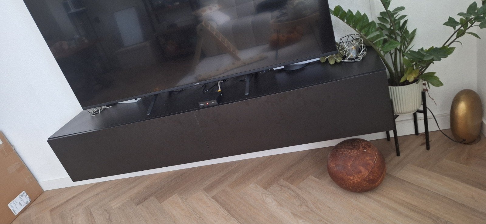 Zwart zwevend tv-meubel 180cm, Huis en Inrichting, Ophalen, 150 tot 200 cm, Zo goed als nieuw, Minder dan 100 cm