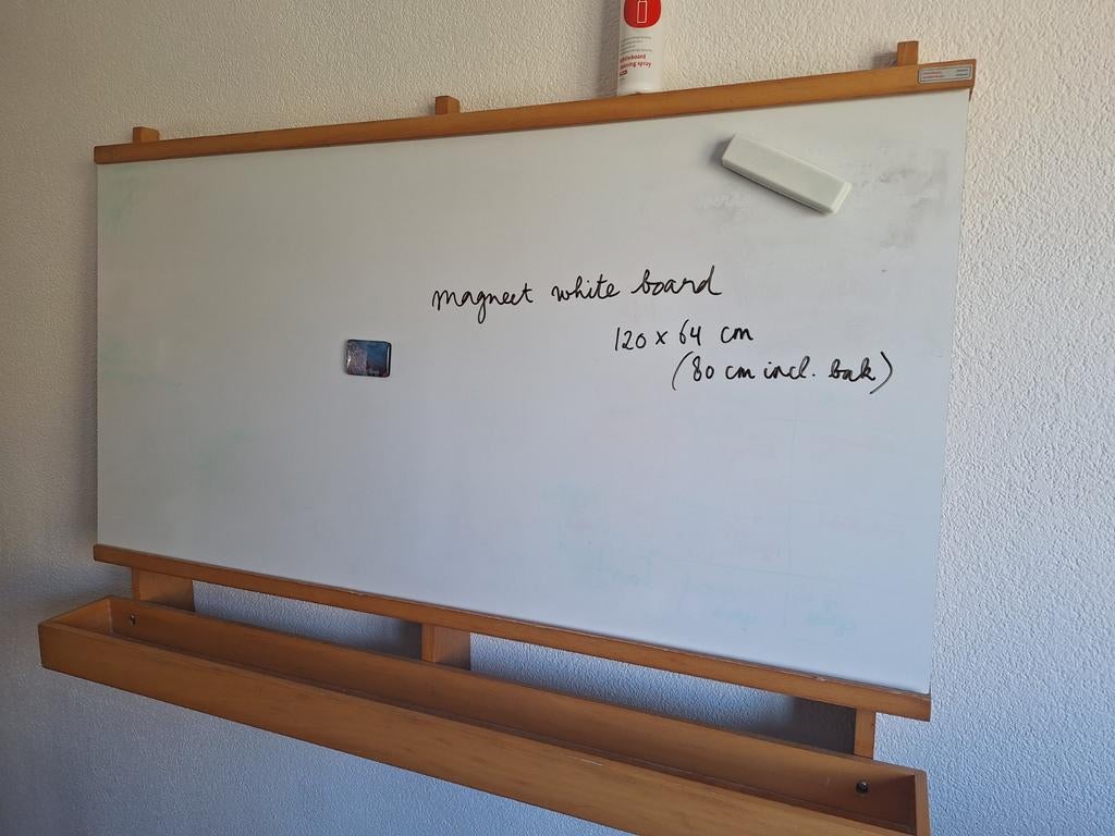 Magneet whiteboard in vintage schoolbord frame, Diversen, Schoolborden, Ophalen, Gebruikt, Whiteboard