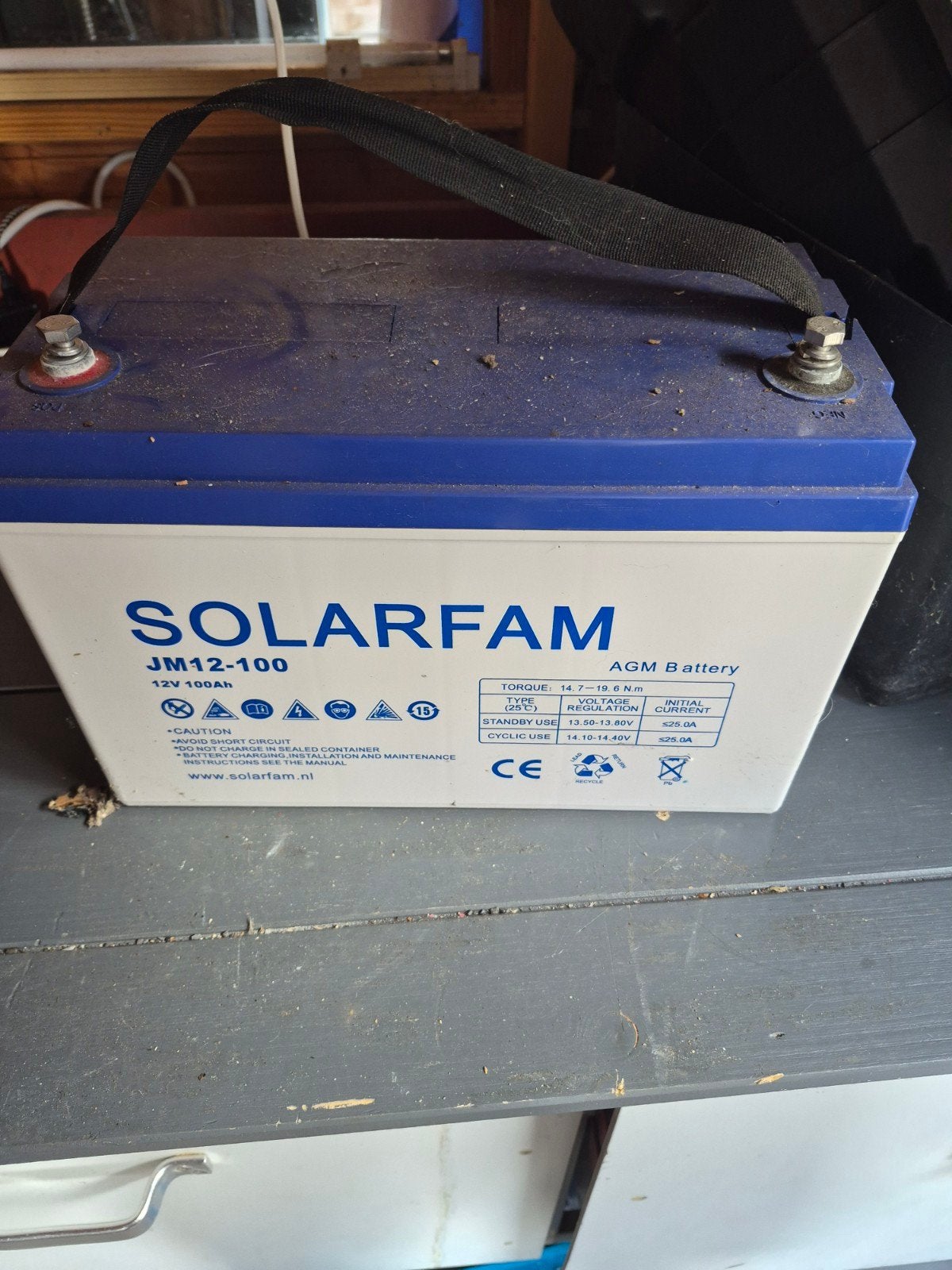 Solarfam JM12-100 12V 100Ah AGM Accu, Ophalen, Gebruikt