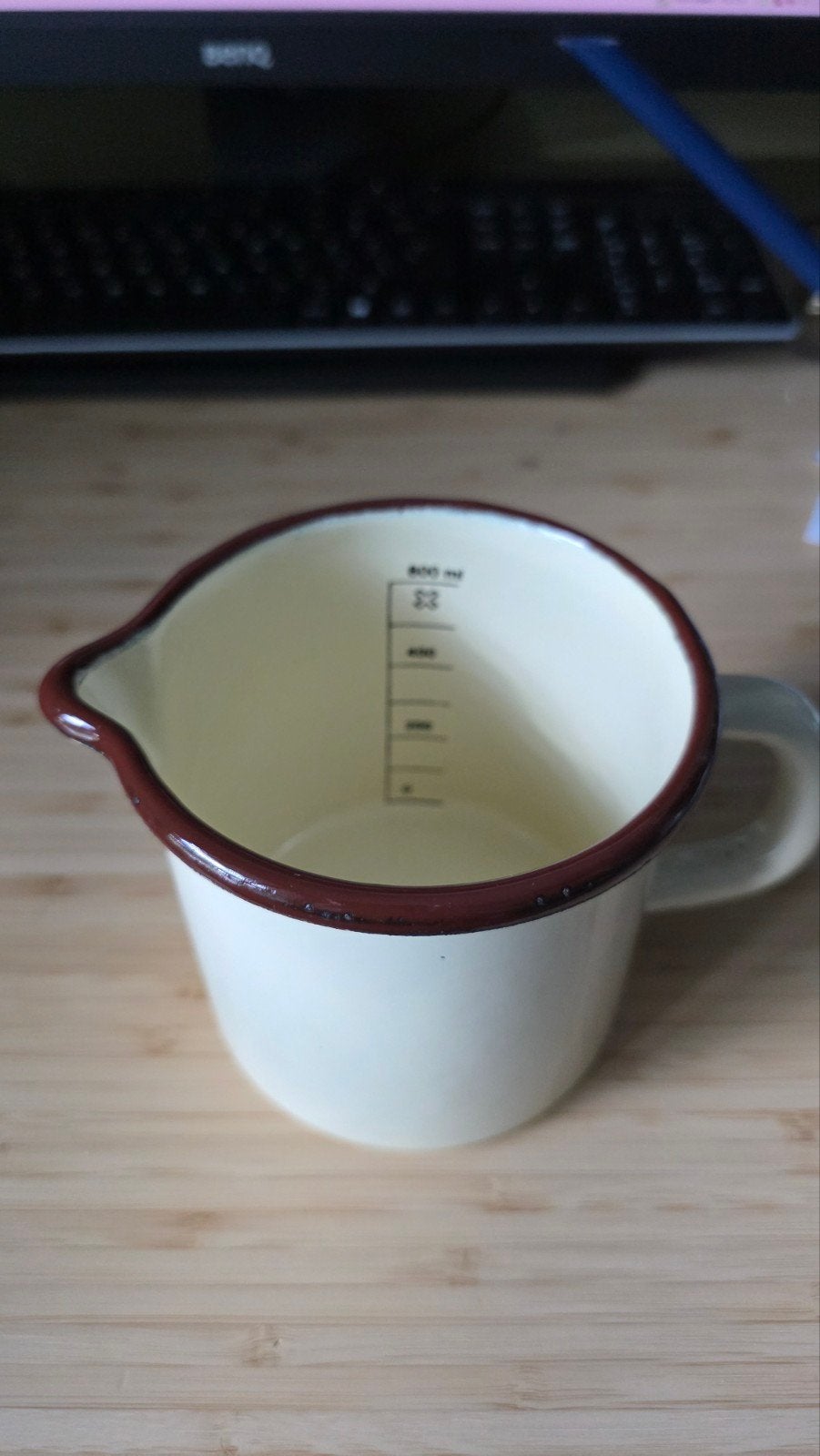 Vintage geëmailleerde maatbeker - 600 ml, Ophalen of Verzenden