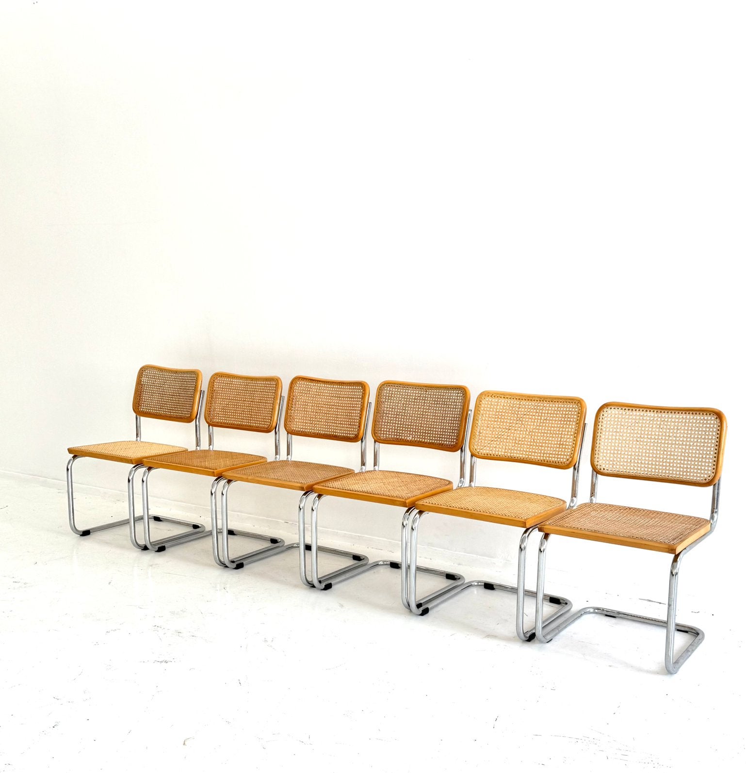 6 vintage Cesca stoelen Marcel Breuer, Ophalen, Zo goed als nieuw, Bruin, Vijf, Zes of meer stoelen