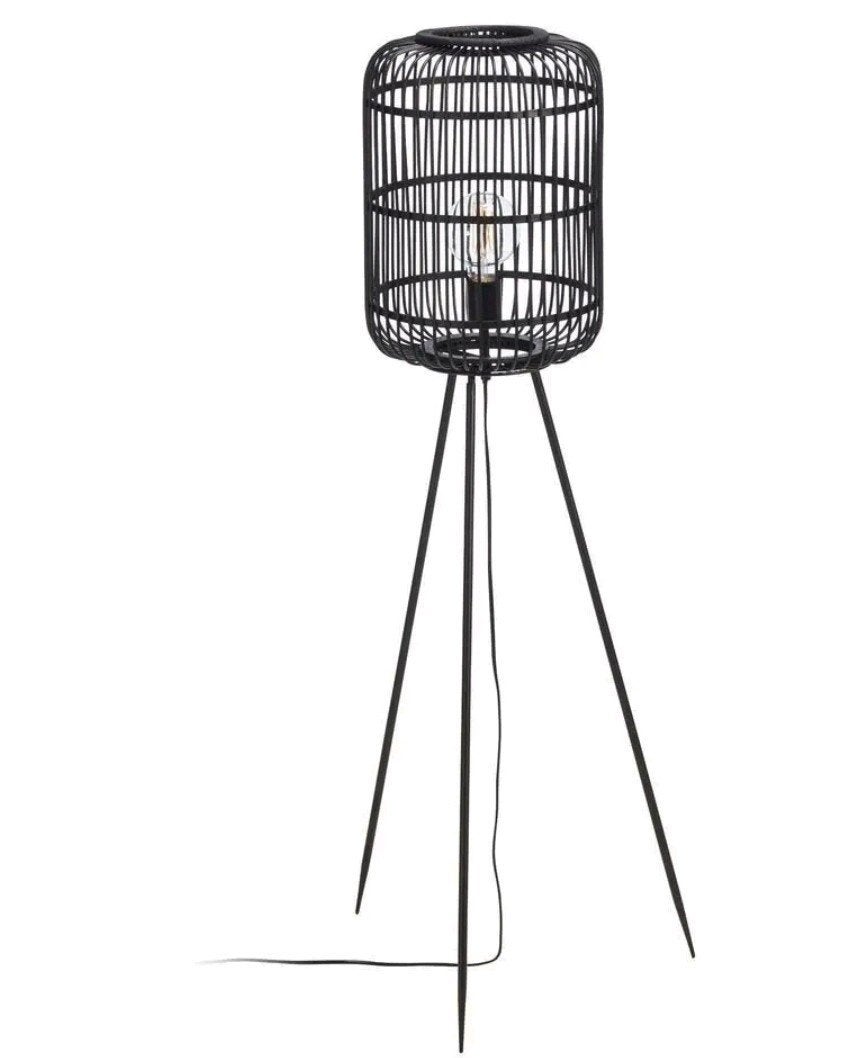 Vloerlamp Balan (Kwantum), zwart, bamboe/metaal, Ophalen, Zo goed als nieuw, Overige materialen, 100 tot 150 cm
