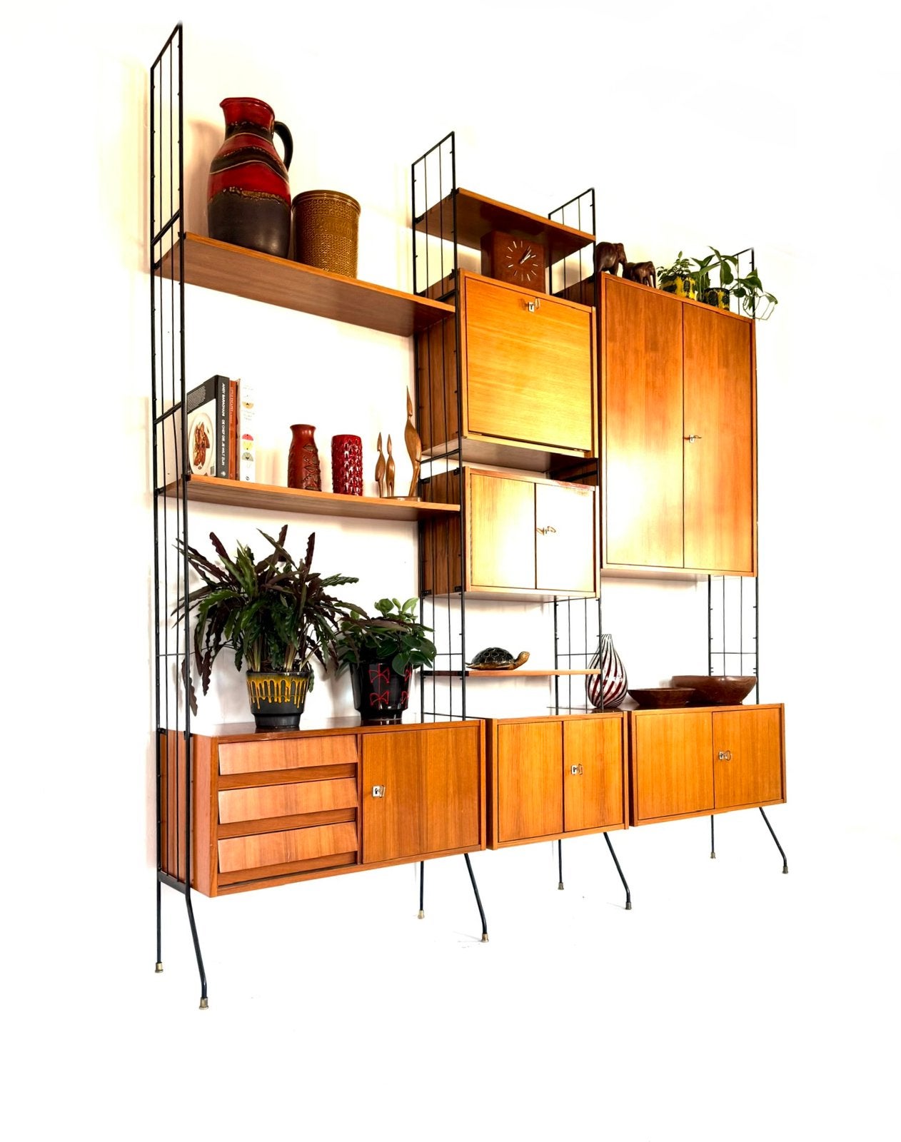 Vintage vrijstaand modulair wandmeubel, Köch Möbel ‘60, Overige houtsoorten, 200 cm of meer, Köch Möbel, Ophalen of Verzenden