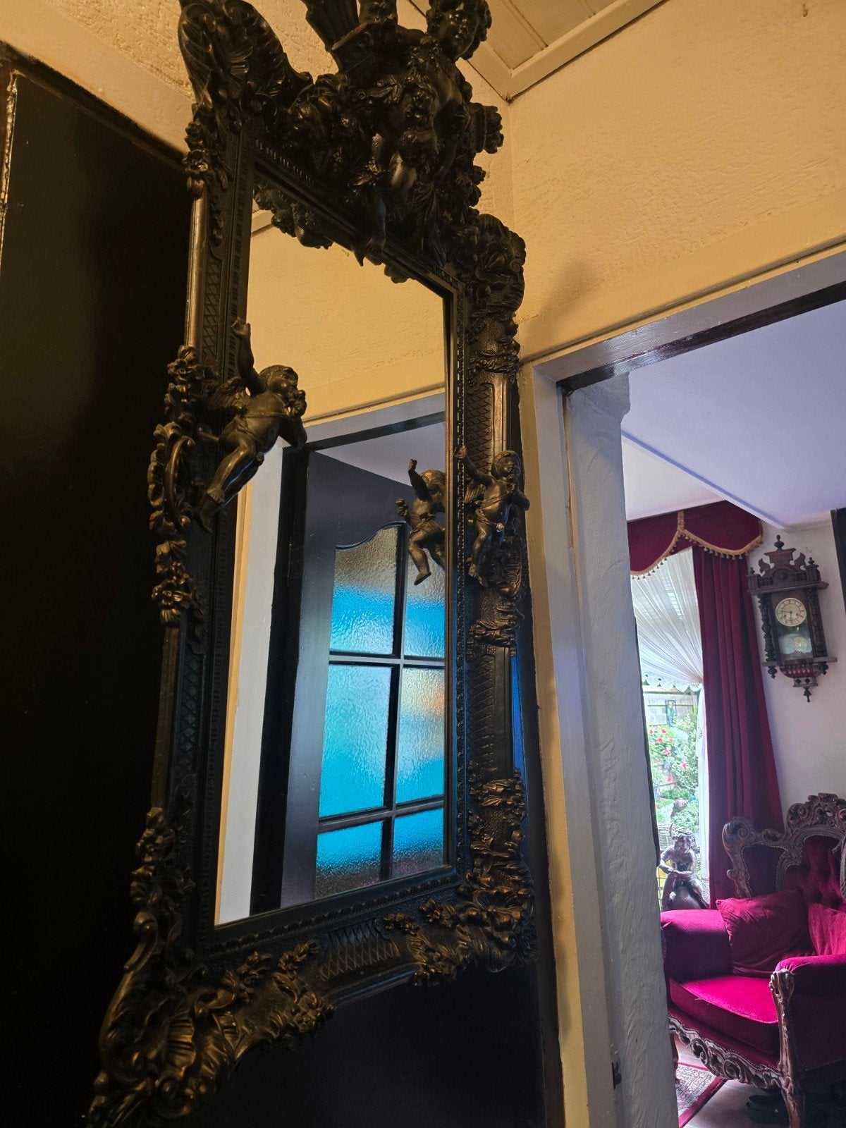 Barok spiegel met engeltjes - 110x57cm, Ophalen